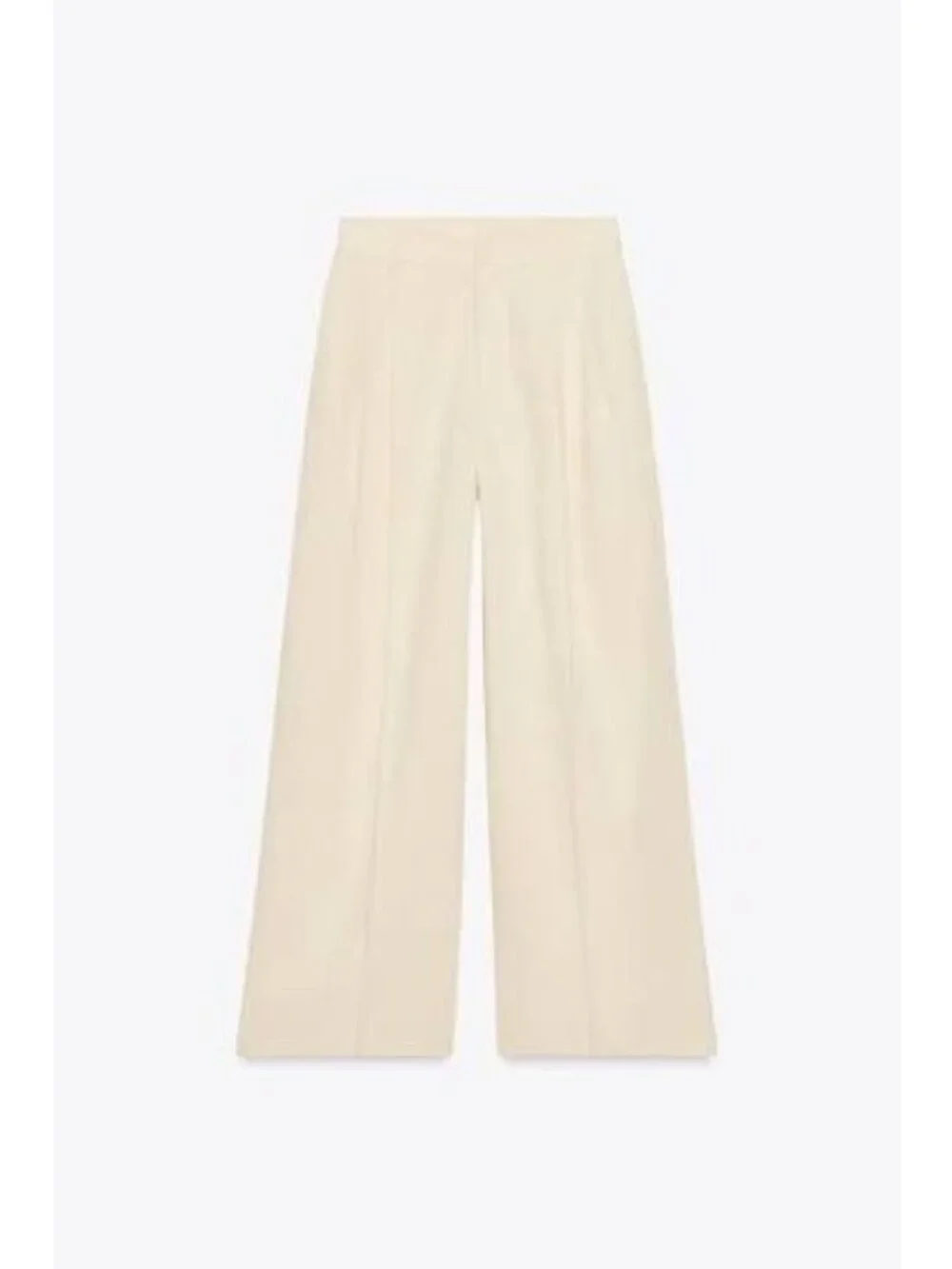 Zara Women's High Rise Pleated Wide Leg Pant Size XS Vanilla White Linen Blend